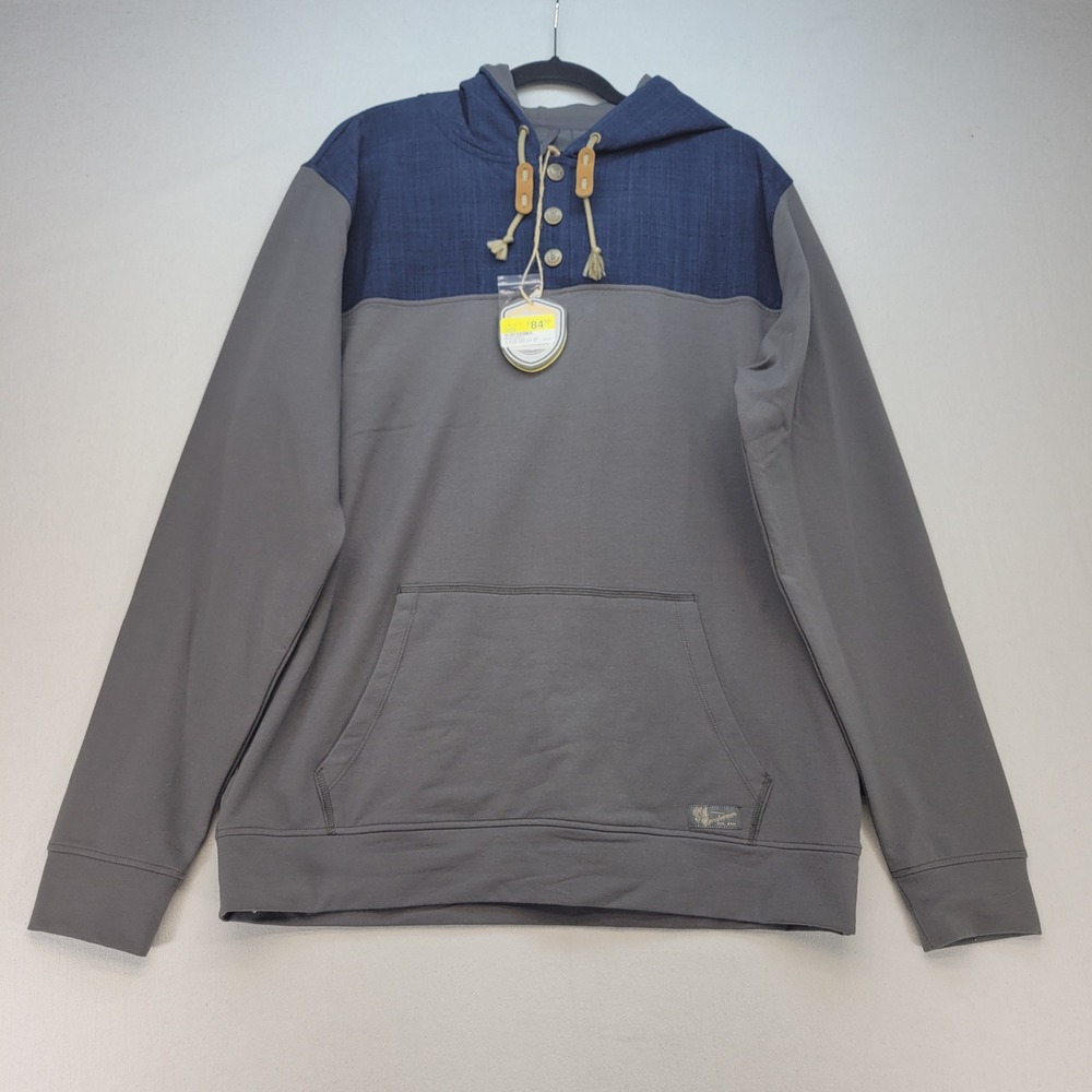 STS Ranchwear Hoodie‎ Mens Medium Gray Navy Pullover Long Sleeve Colorblock